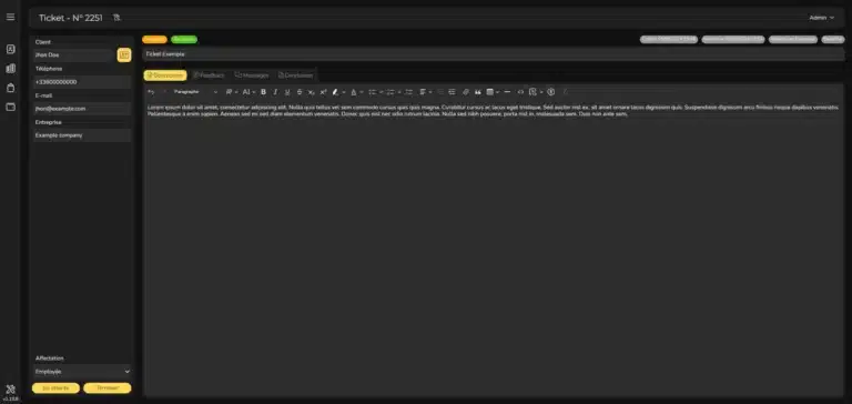 Ticket d’intervention informatique